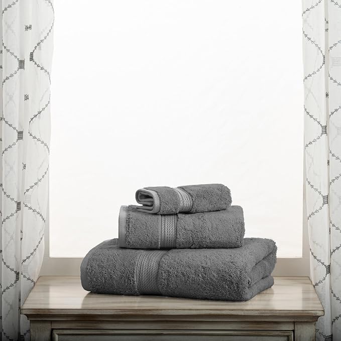 SUPERIOR Egyptian Cotton Pile 3 Piece Towel Set, Includes 1 Bath, 1 Hand - Image 2