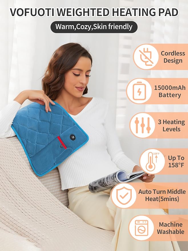 Vofuoti Portable Heating Pad, Cordless Weighted Heating Pads - Image 2
