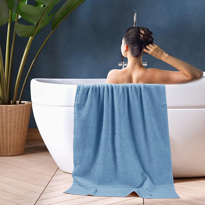 BOUTIQUO 100% Cotton 2 Pack Bath Towel Set 28x55, Eco-Friendly Large Bath Towels - Image 5