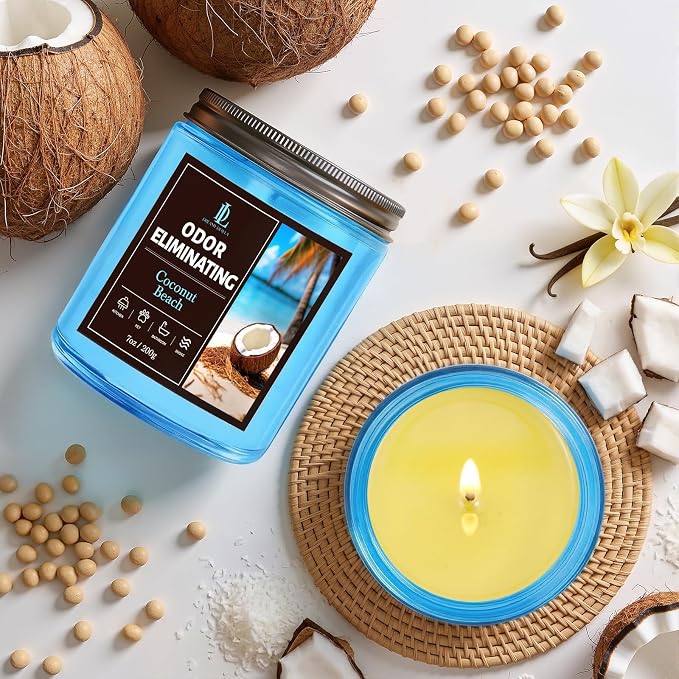 Coconut Beach Odor Eliminating Highly Fragranced Candle, Eliminates 95% of - Image 6