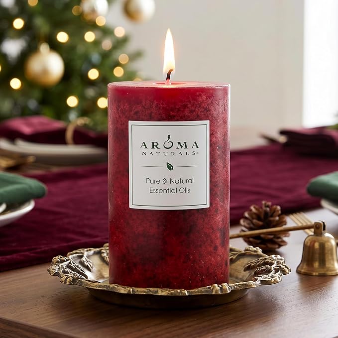 Aroma Naturals Holiday Orange, Clove and Cinnamon Essential Oil Scented Pillar - Image 5