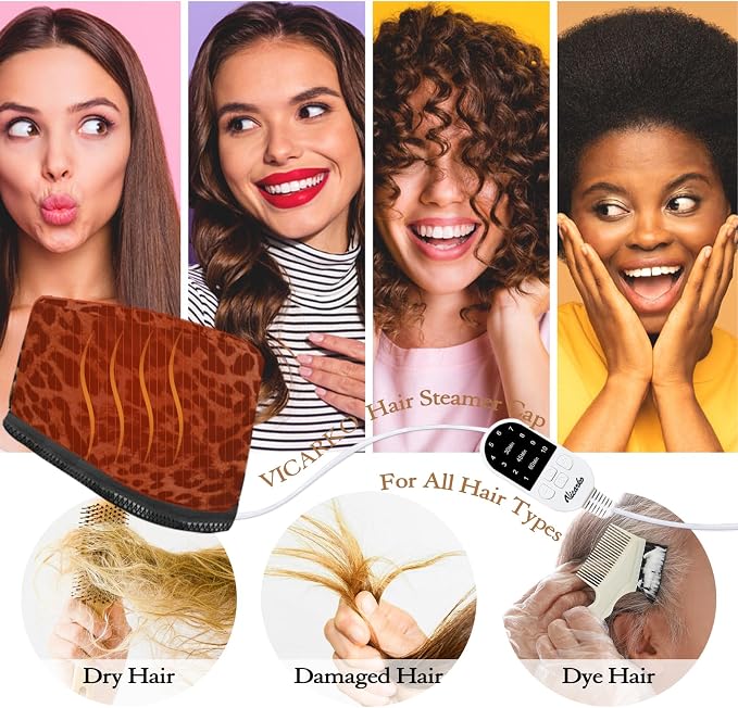 VICARKO Hair Steamer for Deep Conditioning, 10-Level Heats Up Quickly, 118” - Image 5