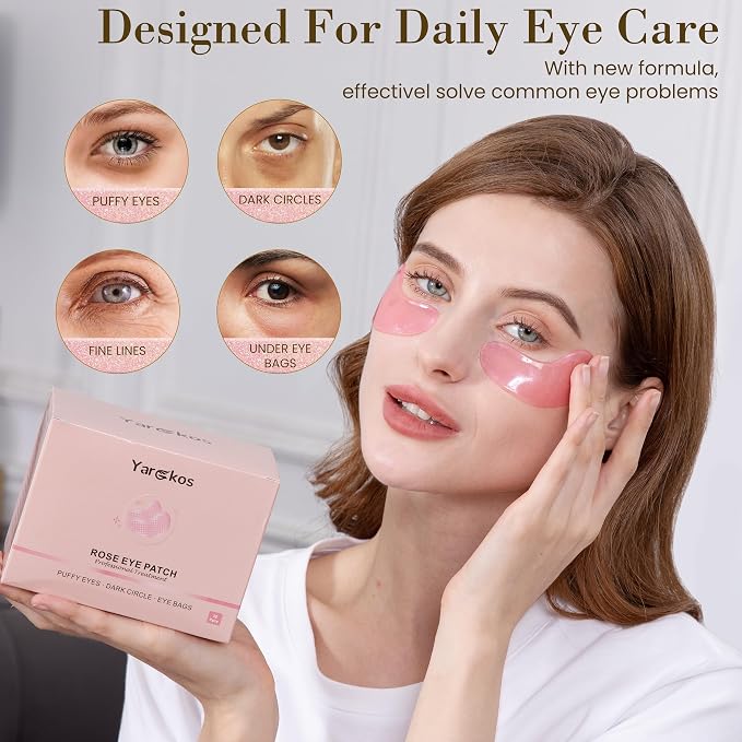 32 Pairs Pink Under Eye Patches, Rose Cooling Hydrating Eye Mask - Image 3