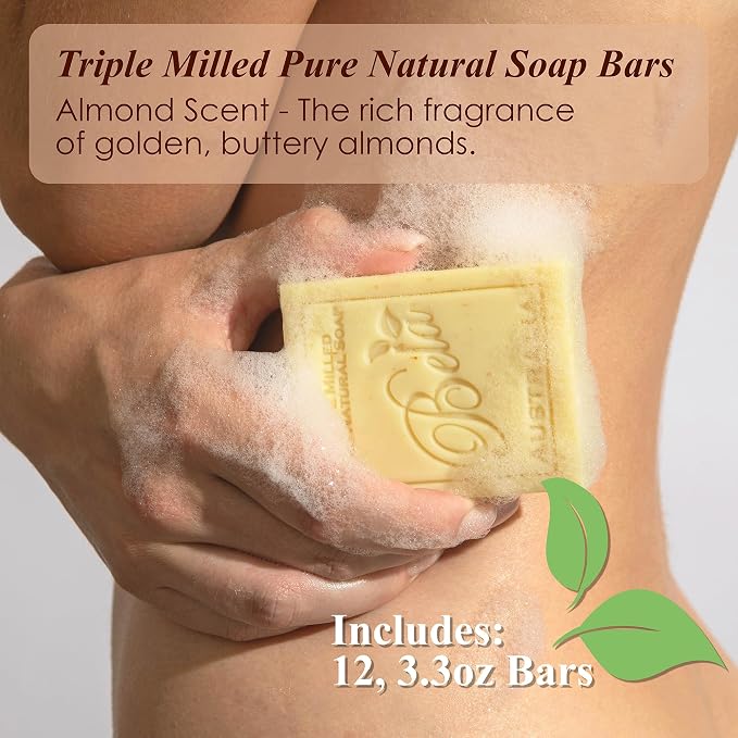 BELA Almond Soap 3.3 OZ Pack of 12, French Triple Milled Bar Soap - Image 2