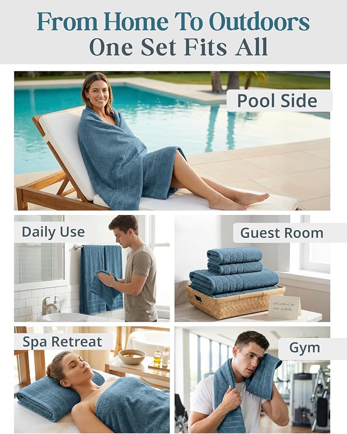 Casa Platino 8 Pcs 100% Cotton Luxury Towel Set - Image 4