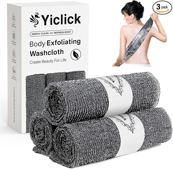 Yiclick Exfoliating Washcloth Towel, Japanese Exfoliating Bath Wash Cloth by YiclickCreateBeautyforLife
