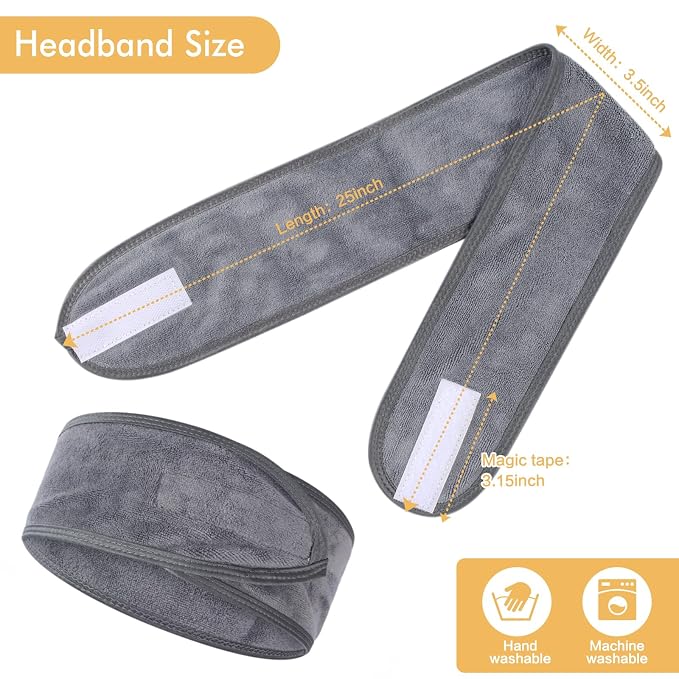 SINLAND Spa Headband for Women 6 Counts Adjustable Makeup Hair Band - Image 6