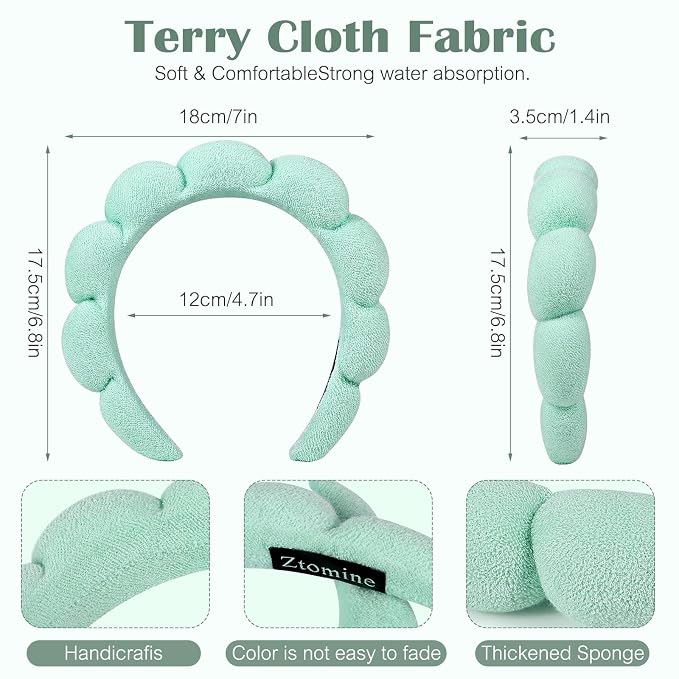 Ztomine Spa Headbands, Terry Cloth Headband Face Wash Headband Combo Pack - Image 6