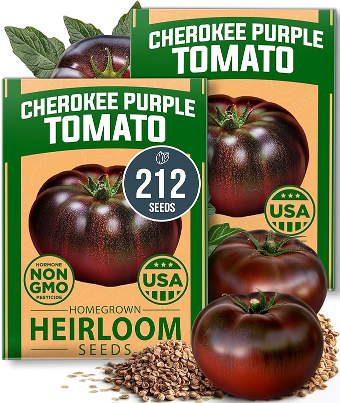 HOME GROWN Cherokee Purple Tomato Seeds 212+ Heirloom Non-GMO Seeds by HOMEGROWN