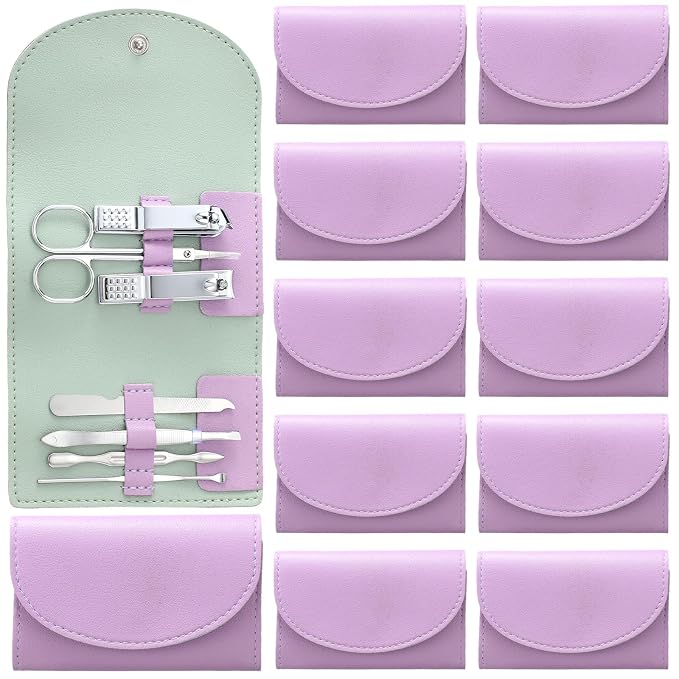 12 Set Manicure Set Bulk Mini Manicure Nail Clipper Kit 7 in 1 Stainless Steel by Lanties