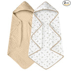 Yoofoss Hooded Baby Towels for Newborn 2 Pack 100% Muslin Organic Cotton Baby by YOOFOSS
