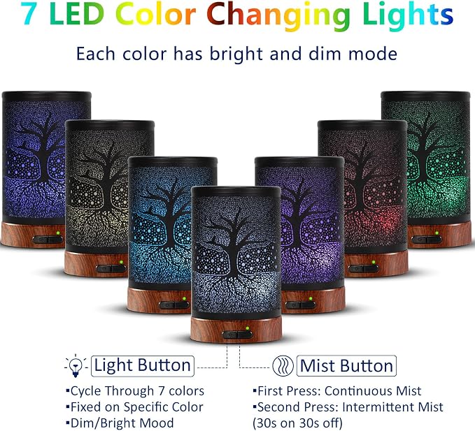 EQUSUPRO Essential Oil Diffuser 150ml Black Metal Aromatherapy Oil Diffuser - Image 2