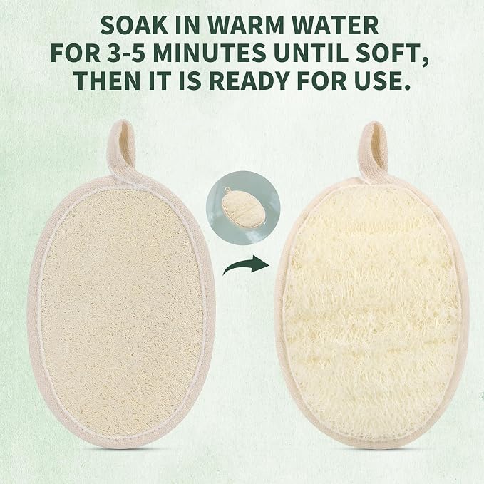 SAMEBUTECO 4 Pack Natural Loofah Exfoliating Body Scrubber Pads, Large Size - Image 3