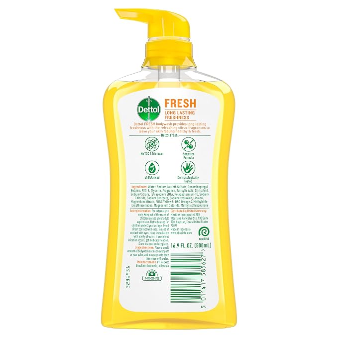 Dettol Fresh Body Wash and Shower Gel, Fresh Yuzu Citrus Scent Body Wash - Image 2