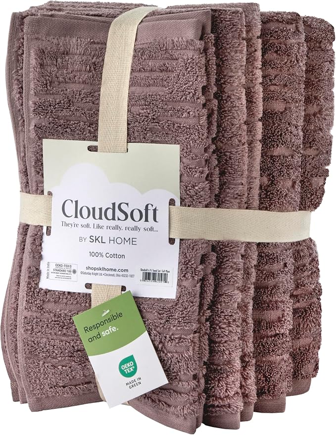 SKL Home CloudSoft 100% Cotton Luxury 6-Piece Towel Set, 600 GSM, Ultra Plush & - Image 3
