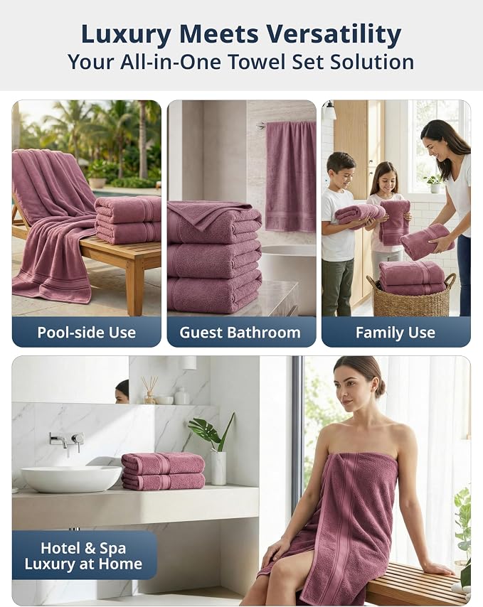LANE LINEN 100% Cotton Large Bath Towels Set of 4 - Image 8