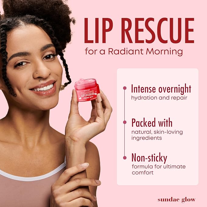 Lip Mask & Scrub – Apple, Cherry & Mint – Hydrates, Exfoliates, Repairs Dry & - Image 2