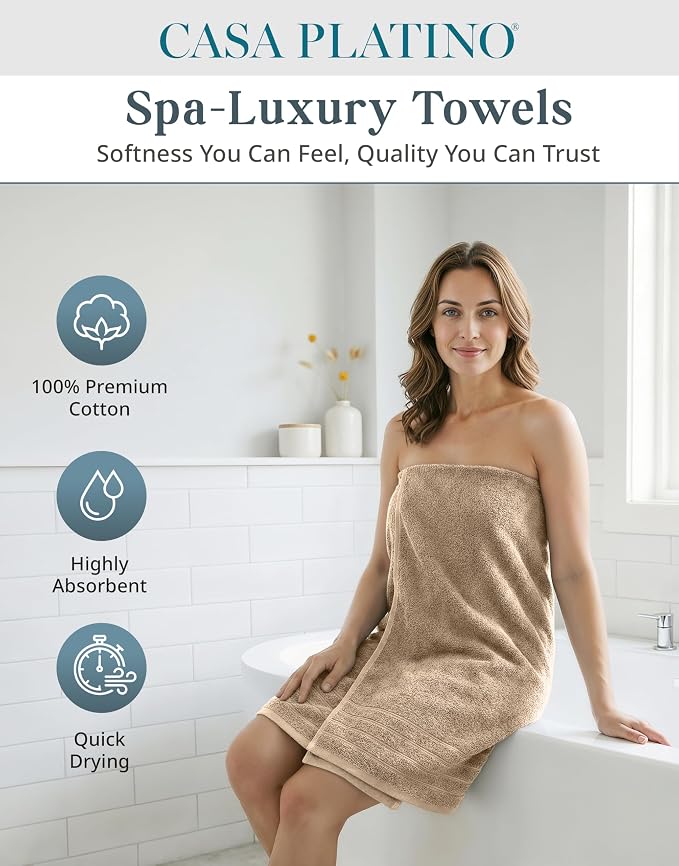 24-Piece 100% Cotton Towels and Washcloths Set – 2 Bath Sheets, 2 Bath - Image 2