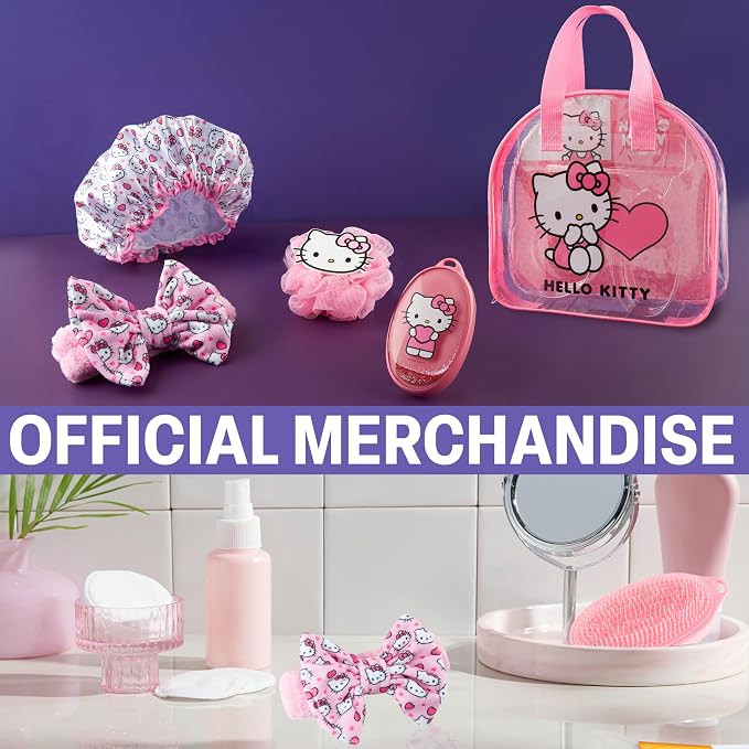 Hello Kitty Sanrio Shower Accessories Set, Kawaii Toiletry Bag - Image 5