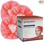 Medical Nation 21" Disposable Bouffant Caps | CASE of 1000, Non-Pleated Head by MEDICALNATION