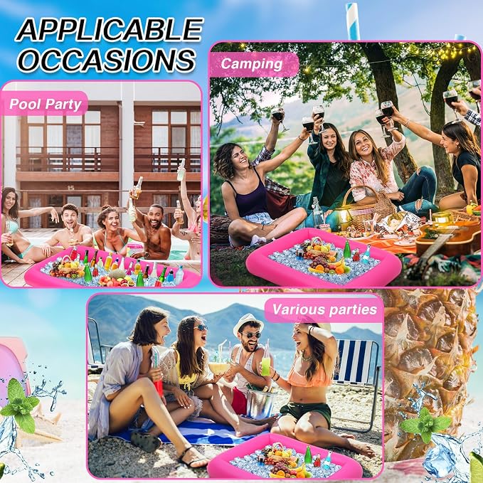 Leitee 4 Pcs Inflatable Ice Serving Bars Buffet Serving Tray Drink Cooler - Image 4