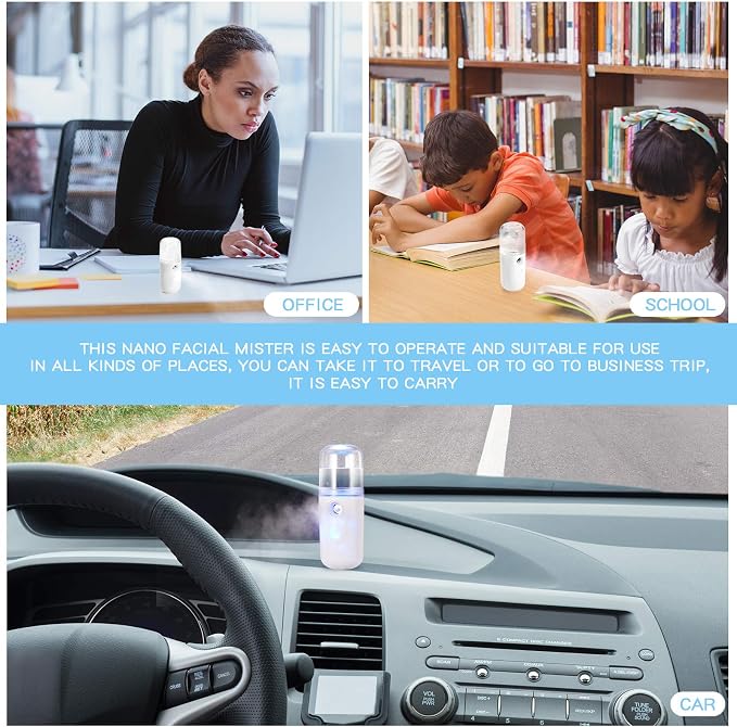 Honoson 2 Pack Nano Facial Mister Spray Bottle Handheld Humidifier Portable - Image 5