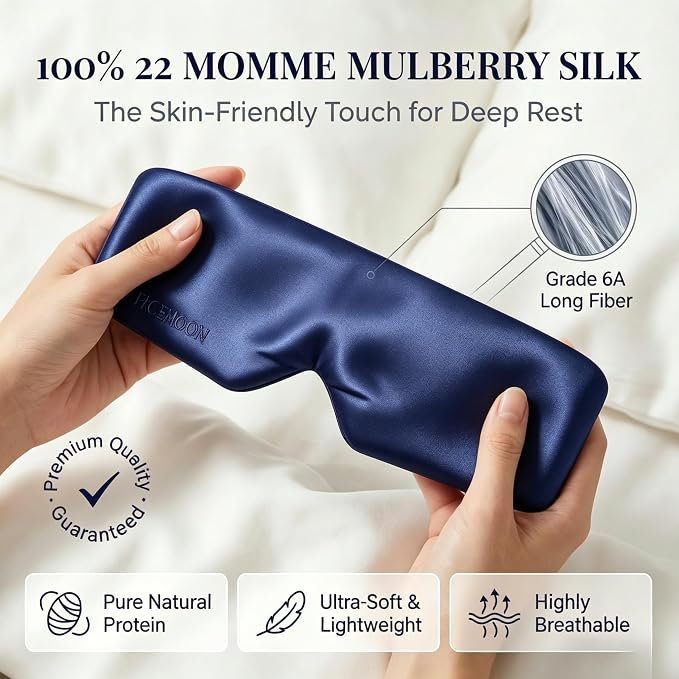 Silk Sleep Mask for Side Sleepers, 100% 22 Momme Mulberry Silk, Full Coverage - Image 4
