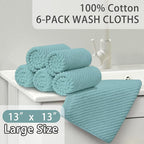 Wash Cloths for Your Face, 6 Pack Large 13"x13" - Image 3