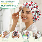 2 PCS Shower Cap Waterproof Double Layer Elastic Adjustable Reusable Hair Bath - Image 6
