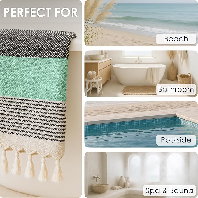 ATANI Turkish Beach Towel, Converts to a Bag, Oversized 100% Cotton Bath Towels - Image 5