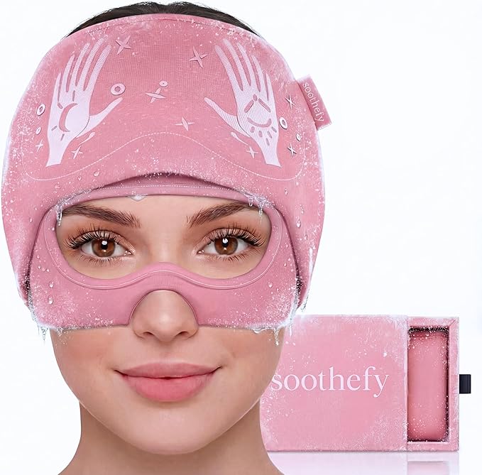Migraine Relief Cap with Slide-Up Eye Mask by Soothefy
