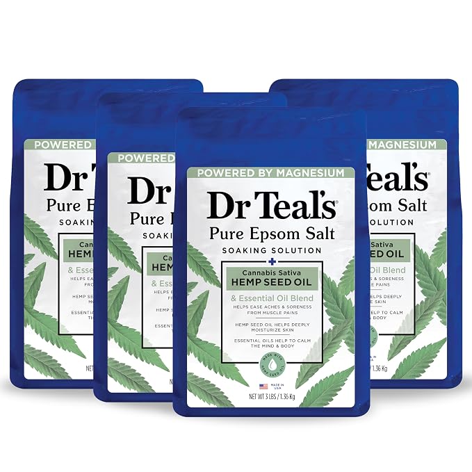 Dr Teal's Pure Epsom Salt, Cannabis Sativa Hemp Seed Oil, 3 lb by DrTeals