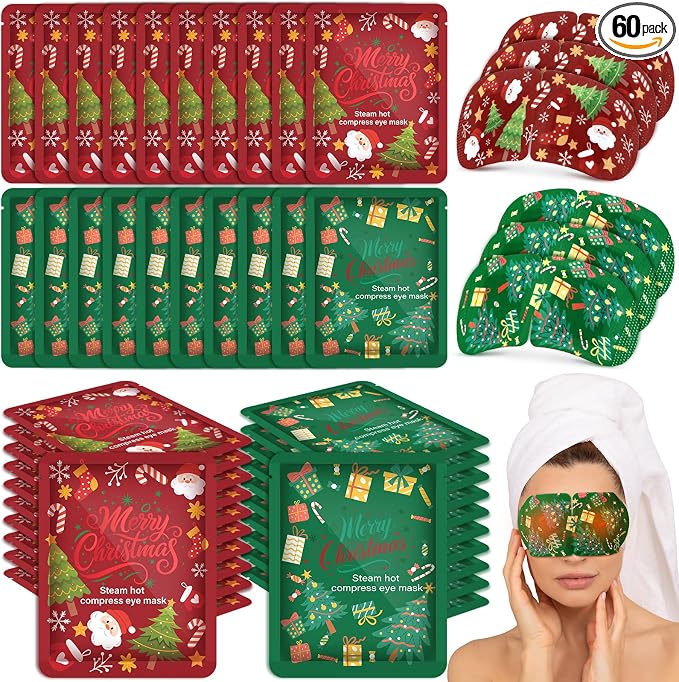 Bonuci 60 Pcs Christmas Steam Eye Masks Bulk by Bonuci