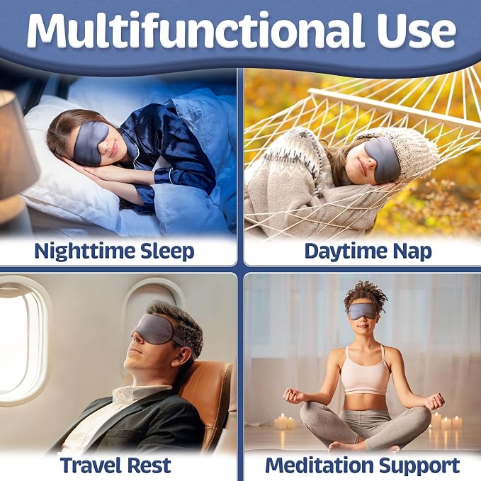 Sleep Mask - Navy Gray, 100% Viscose Derived from Bamboo - Lightweight Eye Mask - Image 8