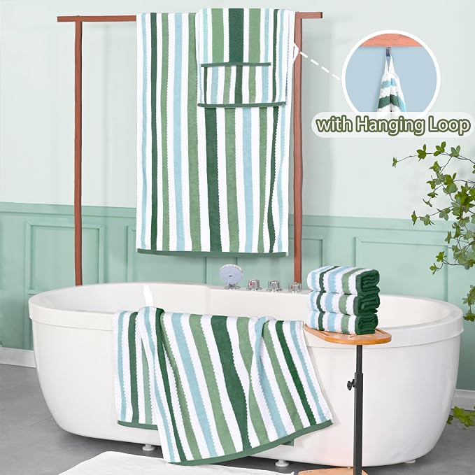 Waffle Hand Towels for Bathroom, Hand Towel Set of 4, Striped Bathroom Hand - Image 5