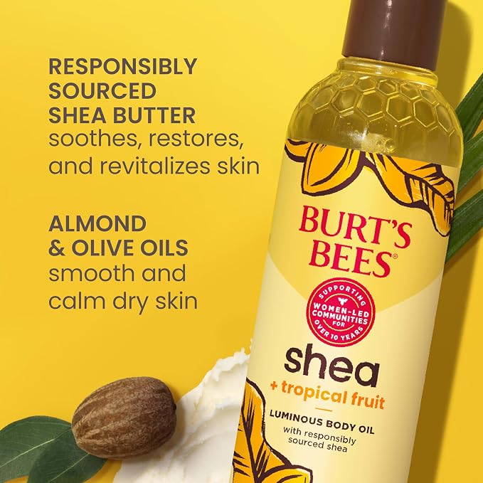 Burt's Bees Shea + Tropical Fruit Luminous Body Oil, Non-Greasy, Antioxidant - Image 3