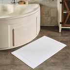 Hawmam Linen White Bath Mats, 21 x 34 inches, Banded Design, Highly Absorbent - Image 4