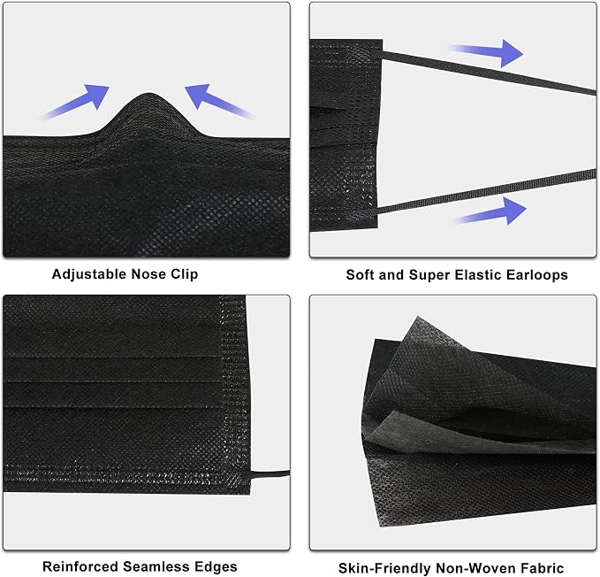 akgk 50Pcs Disposable Face Masks, 3 Ply Disposable Masks - Image 2