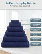 24-Piece Premium Bathroom Towel Sets – Ultra Soft 100% Cotton Towel, 2 Bath - Image 3