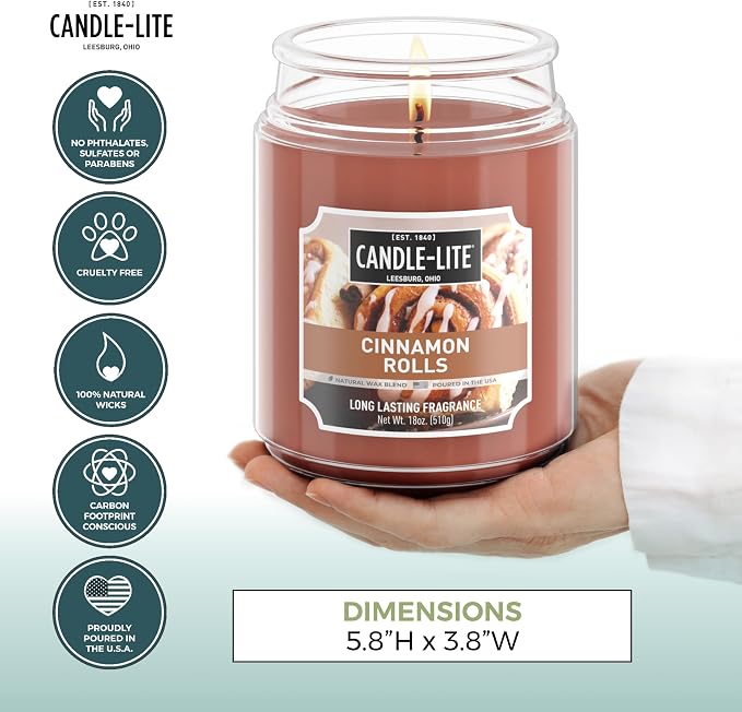 Candle-lite Fall Scented Candles, Cinnamon Rolls, 18 oz Jar, Proudly Poured in - Image 4