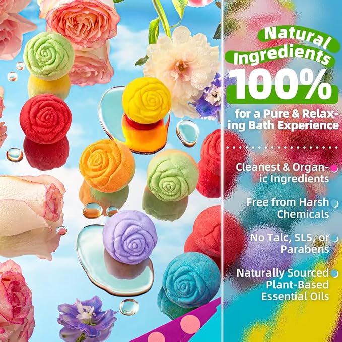 30 Rose-Shaped Bath Bombs – Handmade - Image 2