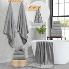 Ultra Soft Bath Towel Set, 12 Piece Family Bathroom Towels Set - Image 2