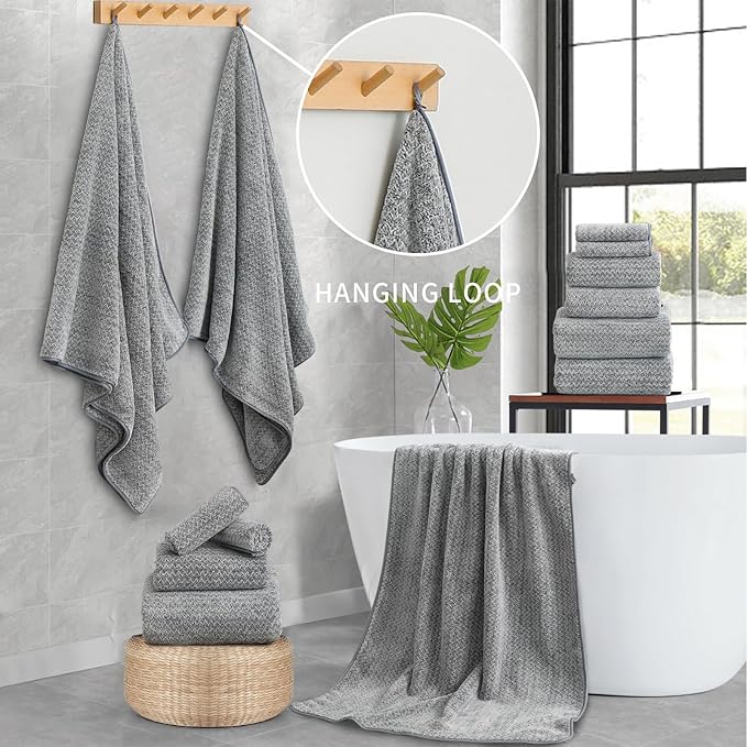 Ultra Soft Bath Towel Set, 12 Piece Family Bathroom Towels Set - Image 2
