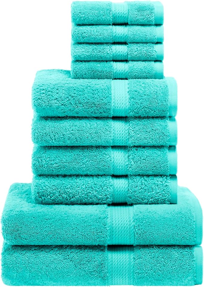 SUPERIOR Egyptian Cotton Pile 10 Piece Towel Set, Includes 2 Bath, 4 Hand - Image 2
