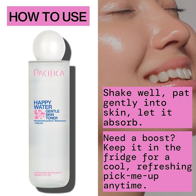 Pacifica Happy Water Hydrating Facial Toner – Vegan Ceramides, Hyaluronic Acid - Image 8