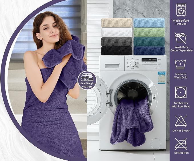8 Piece Bathroom Towel Set |2 Oversized Large Bath Towels Sheet, 2 Hand Towels - Image 5