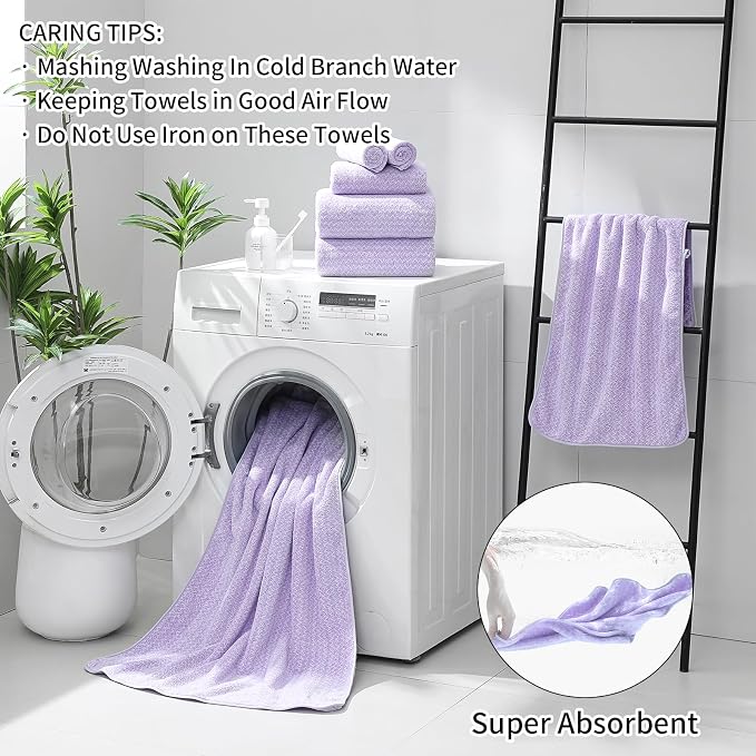 Ultra Soft Bath Towel Set, 12 Piece Family Bathroom Towels Set - Image 6