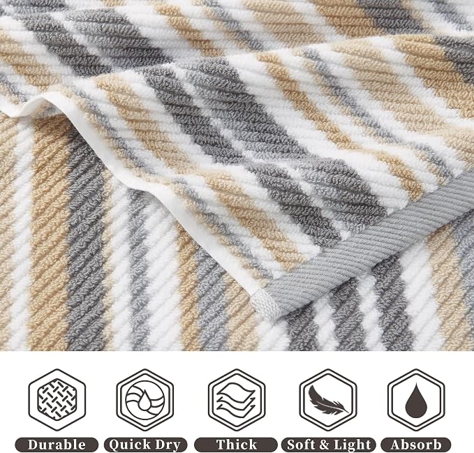 VOOVA & MOVAS Cotton Washcloths Set of 6, Soft Wash Cloths Set - Image 4