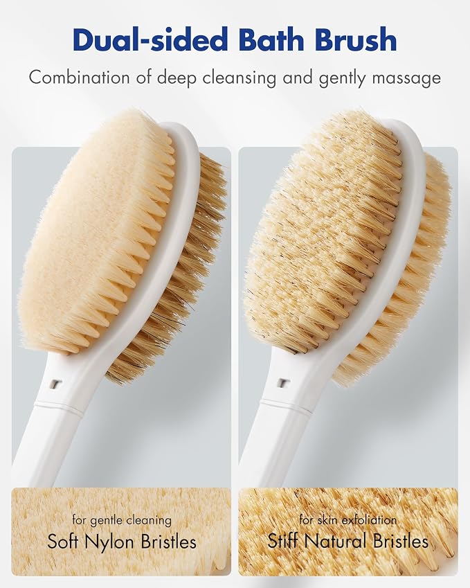 Back Scrubber Body Shower Brush: 20.5‘’ Extra Long Anti Slip Handle Bath Brush - Image 3