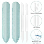 2Pcs Glass Cuticle Pusher with Leather Case, Dual Ended Cuticle Remover Tool - Image 3